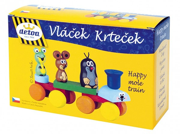 Vlak Krtek dřevo 15cm v krabičce