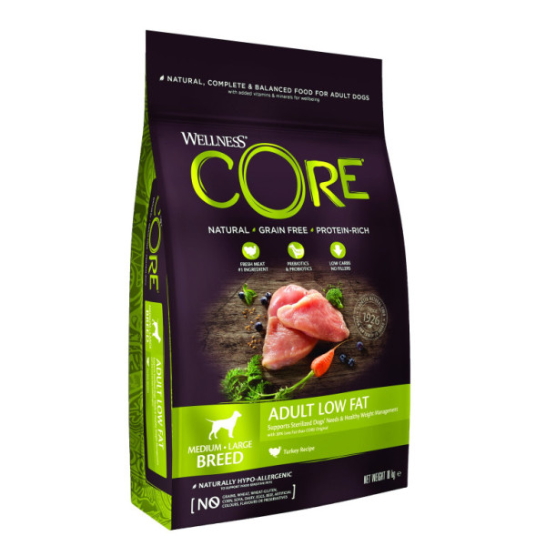 Wellness Core Dog Low Fat Adult Medium&Large krůta 10kg