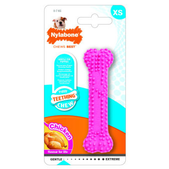 Nylabone hračka Puppy kost příchuť kuře růžová XS