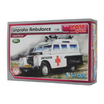 Stavebnice Monti System MS 35 Unprofor Ambulance Land Rover 1:35 v krabici 22x15x6cm