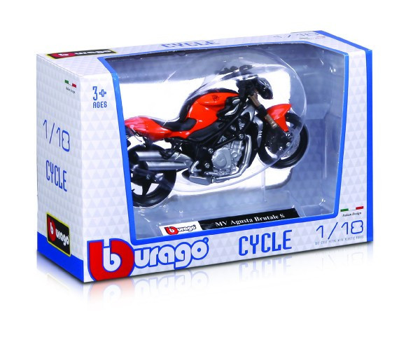 Motorka Bburago kov/plast 11-12cm 1:18 mix druhů v krabičce 17x11x7cm