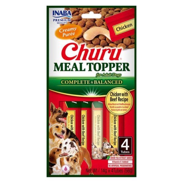 Churu Dog Meal Topper kuře s hovězím 4x14 g