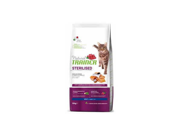 TRAINER Natural Cat STERILISED losos 10kg