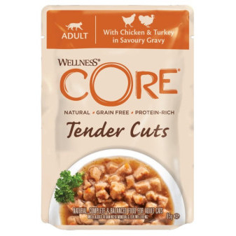 Kapsička Wellness Core Cat Tender kuře a krůta v omáčce 85g