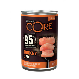 Konzerva Wellness Core Dog 95% Protein Adult krůta s kapustou 400g