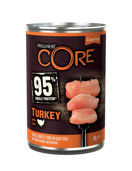 Konzerva Wellness Core Dog 95% Protein Adult krůta s kapustou 400g