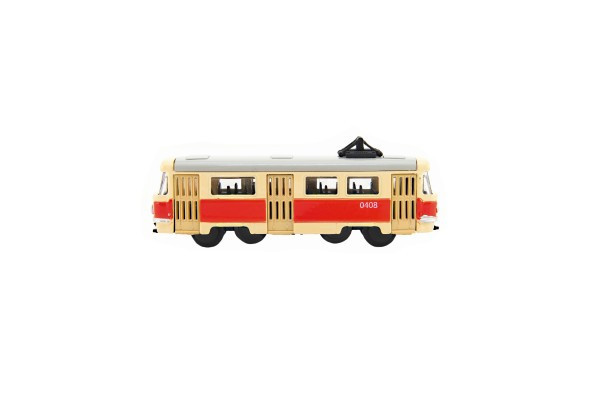 Tramvaj Tatra T3 česká kovová retro 8cm v krabičce 10,5x5x5cm