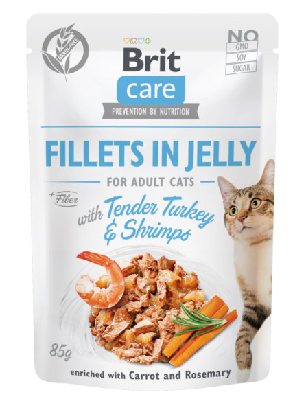 Kapsička Brit Care Cat Fillets in Jelly with Tender Turkey & Shrimps 85 g