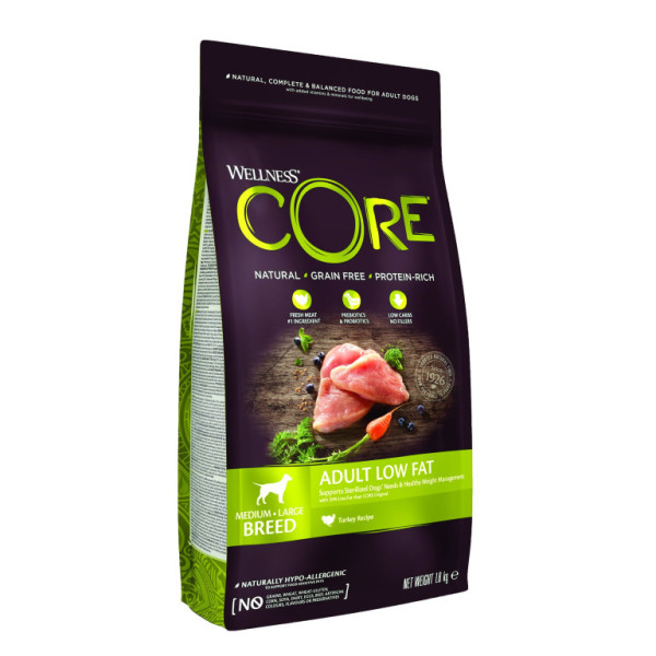 Wellness Core Dog Low Fat Adult Medium&Large krůta 1,8kg