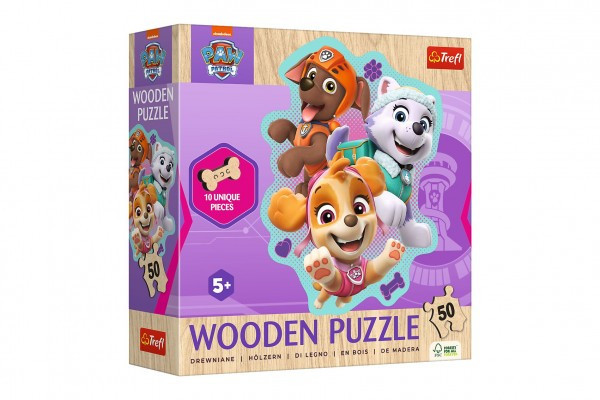 Puzzle dřevěné nepravidelné tvary Tlapková patrola/Paw Patrol 50 dílků 20x26,1cm v krabici 20x20