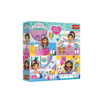 Puzzle 4v1 Gabby's Dollhouse 18,5x16cm v krabici 20x20x5cm