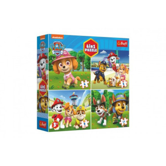 Puzzle 4v1 Tlapková patrola/Paw Patrol 18,5x16cm v krabici 20x20x5cm