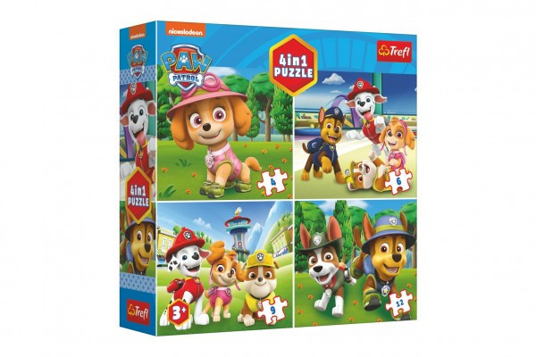 Puzzle 4v1 Tlapková patrola/Paw Patrol 18,5x16cm v krabici 20x20x5cm