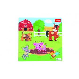 Vkládačka/Puzzle desková dřevěná zvířátka farma 22x22cm ve fólii 18m+