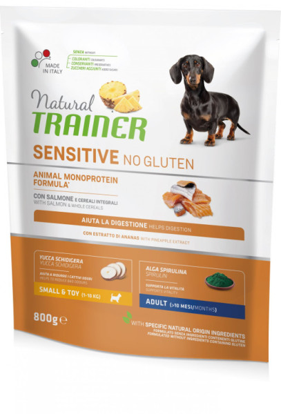 Trainer Natural Sensitive No gluten Adult Mini losos 800g