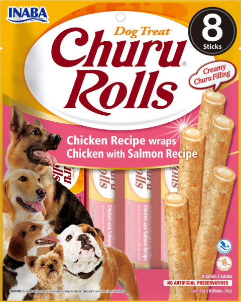 Churu dog Rolls - kuře, losos 96g