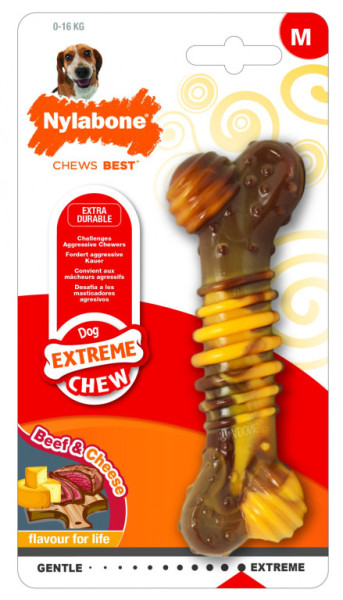 Nylabone hračka Extreme kost příchuť steak a sýr M