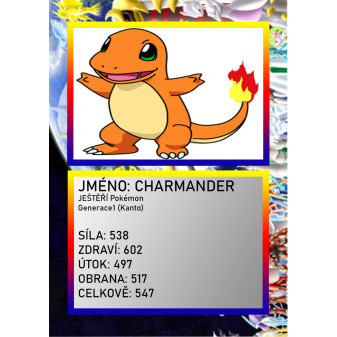 3D figurka pokemona: Charmander Hráčská karta