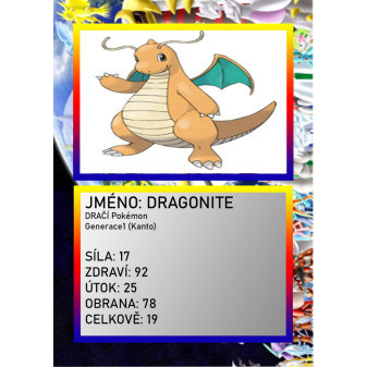 3D figurka pokemona: Dragonite Hráčská karta