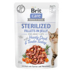 Kapšička Brit Care Cat Sterilized. Fillets in Jelly with Hearty Duck & Tender Turkey 85 g