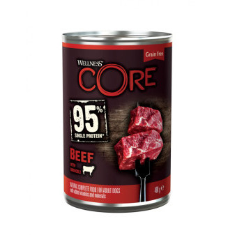 Konzerva Wellness Core Dog 95% Protein Adult hovězí s brokolicí 400g