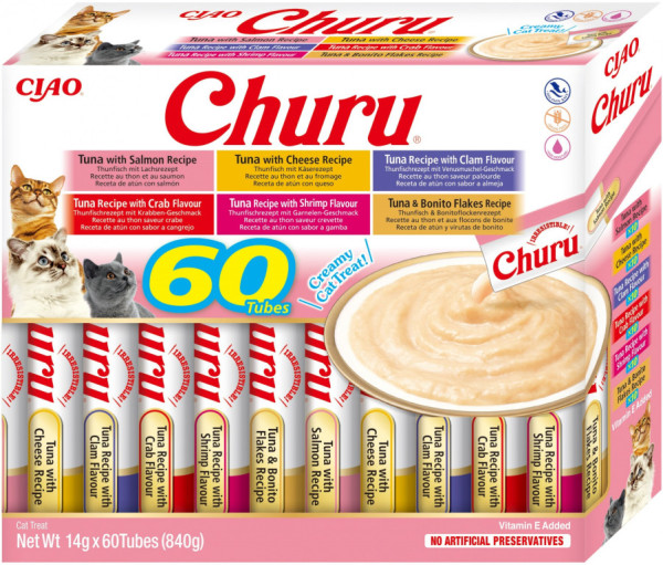 Churu cat masové pyré mix - tuňák 840g (BAL.)