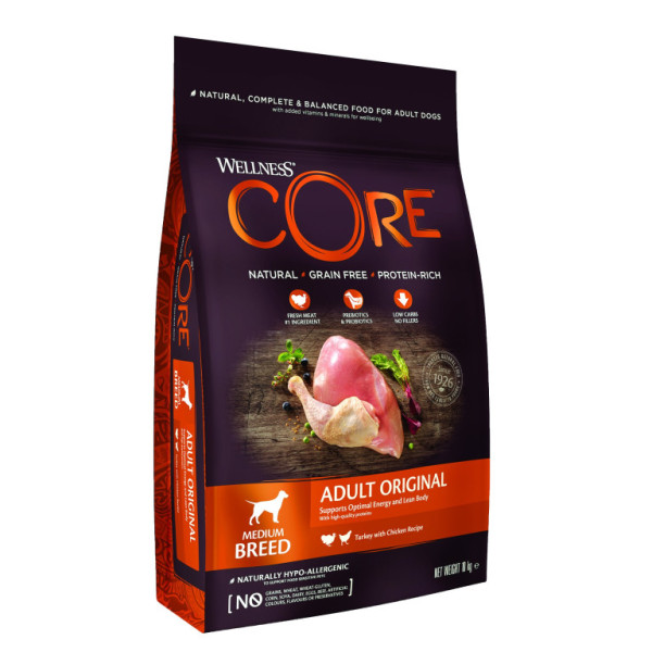 Wellness Core Dog Original Adult Medium krůta a kuře 10kg