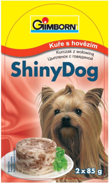 ShinyDog konzerva kuřecí+hovězí 2x85g