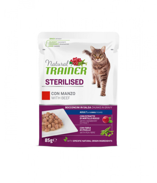 Kapsička Trainer Natural CAT SP. STER. hovězí  85g