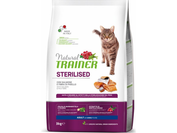 TRAINER Natural Cat STERILISED losos 3kg