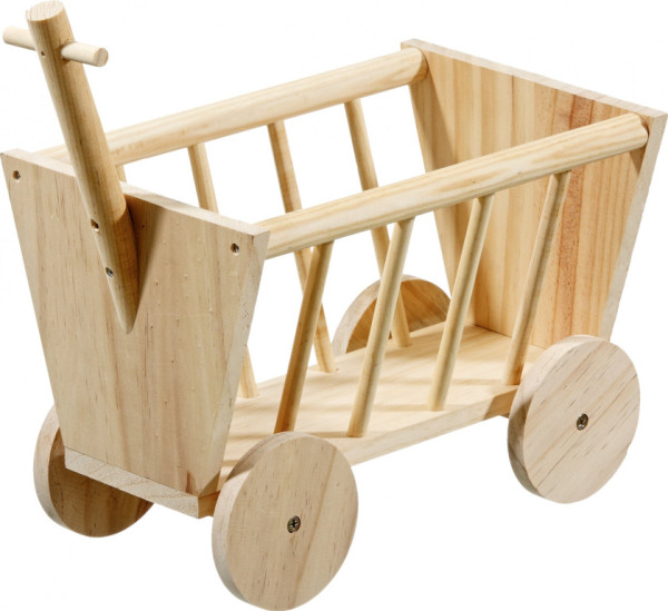 FLAMINGO doplněk pro hlodavce vozík NATURE WOOD MANGER HANDCART 29cm