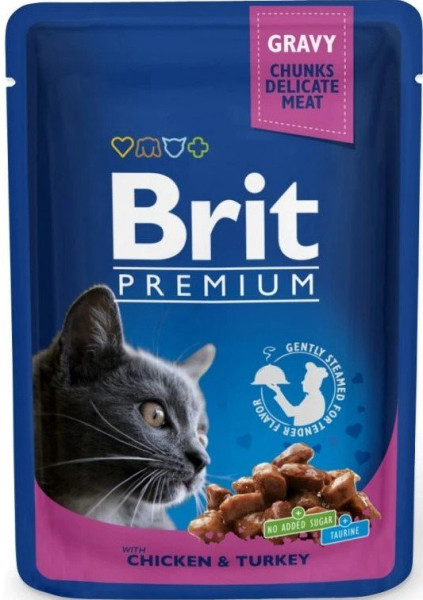 Kapsička Brit Cat Premium Pouches kuře+krůta 100g