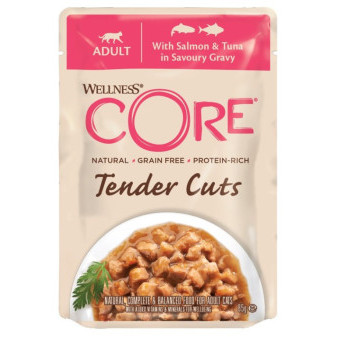 Kapsička Wellness Core Cat Tender losos a tuňák v omáčce 85g