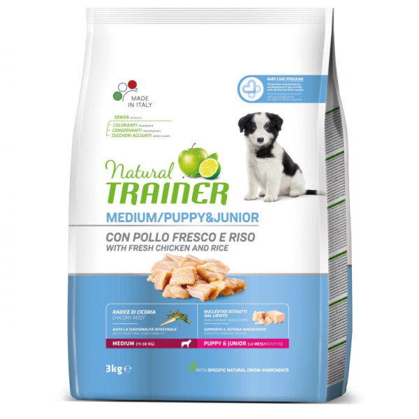 TRAINER Natural Medium Puppy&Jun čerstvé kuře 3kg