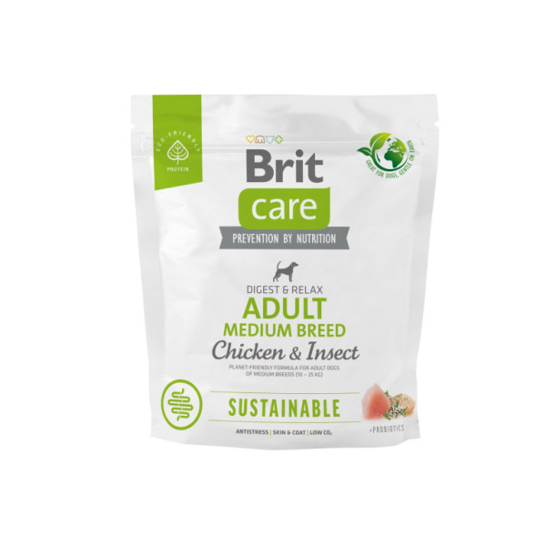 Brit Care Dog Sustainable Adult Medium Breed - chicken and insect, 1kg EXP 05/25