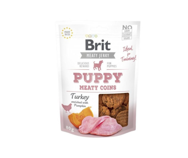 Brit Jerky Puppy Turkey Meaty Coins 80g