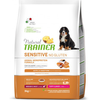 Trainer Natural Sensitive No gluten Puppy&Jun Medium/Maxi losos 3kg