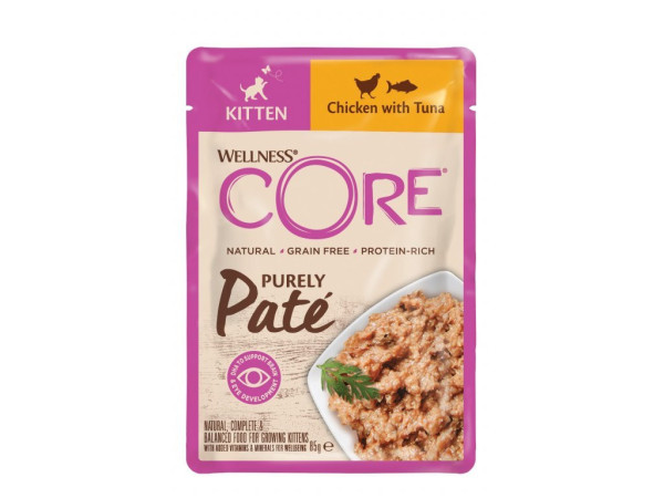 Kapsička Wellness Core Cat Paté Kitten kuře a tuňák 85g