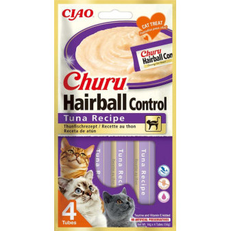 Churu Cat Hairball masové pyré - tuňák 4x14g