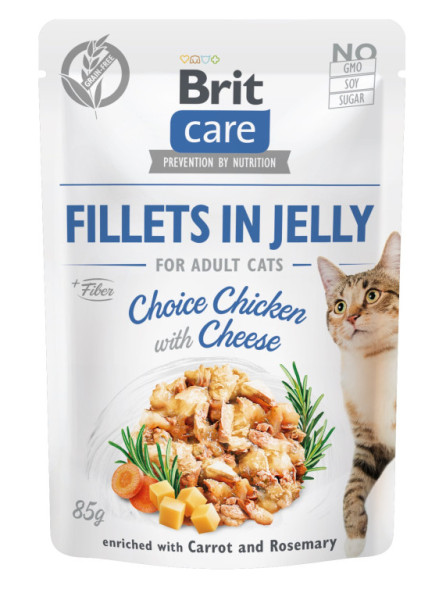 Kapsička Brit Care Cat Fillets in Jelly Choice Chicken with Cheese 85 g