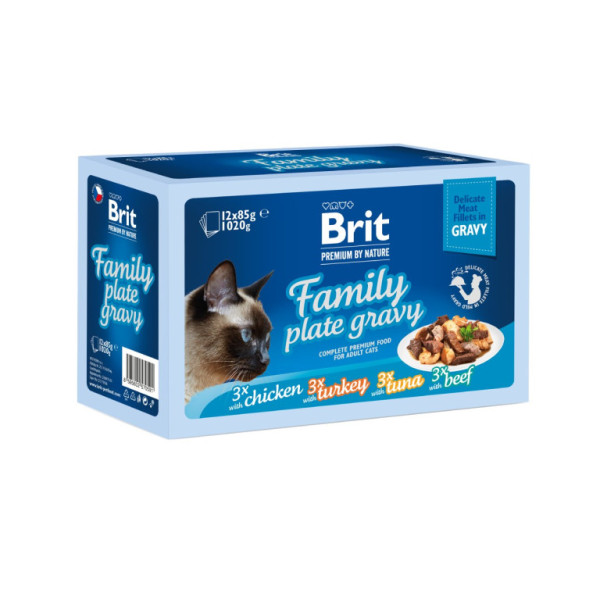 Brit Premium Cat Delicate Fillets in Gravy Family Plate 1020 g (12x85 g)