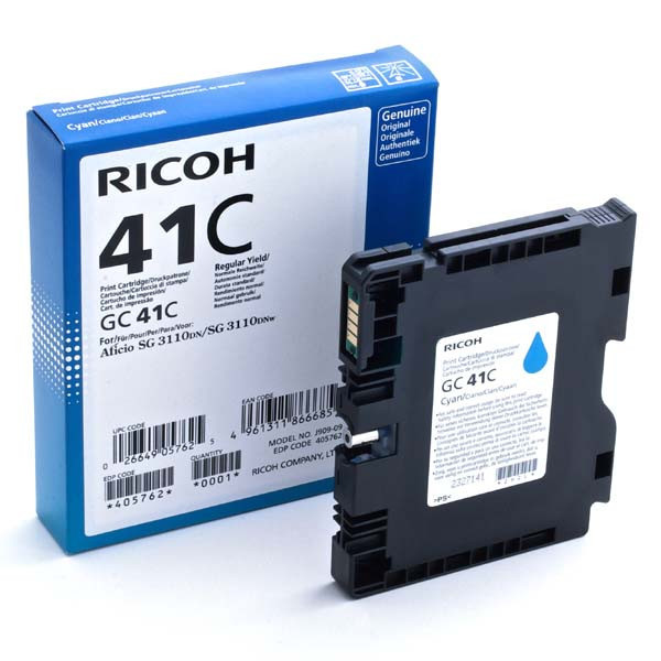 Ricoh originální gelová náplň 405762, cyan, 2200str., GC41HC, Ricoh AFICIO SG 2110N, 3110DN, 311