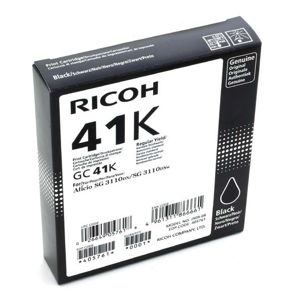 Ricoh originální gelová náplň 405761, black, 2500str., GC41HK, Ricoh AFICIO SG 3100, SG 3110DN,