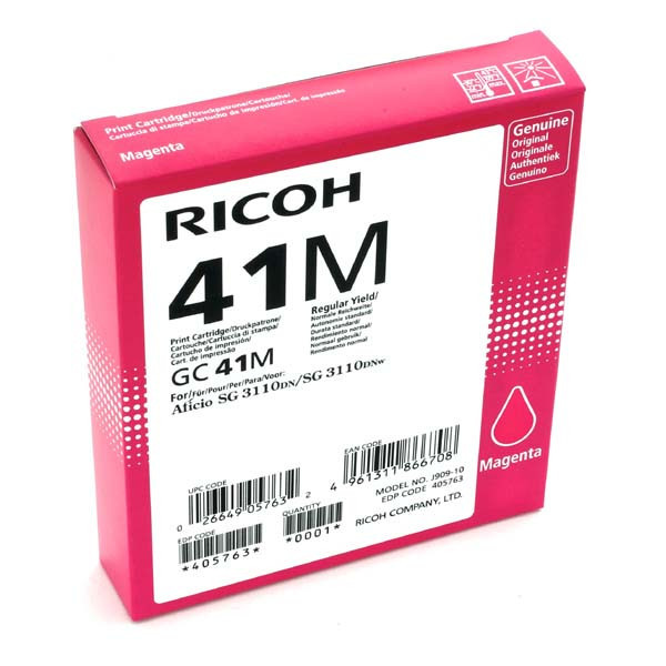 Ricoh originální gelová náplň 405763, magenta, 2200str., GC41HM, Ricoh AFICIO SG 3100, SG 3110DN