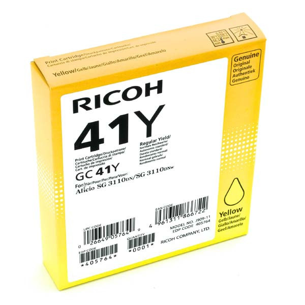 Ricoh originální gelová náplň 405764, yellow, 2200str., GC41HY, Ricoh AFICIO SG 3100, SG 3110DN,