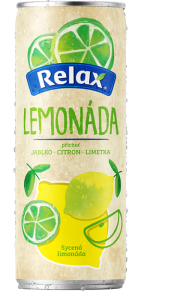 Relax limonáda plech, Citron-Limetka, 330ml